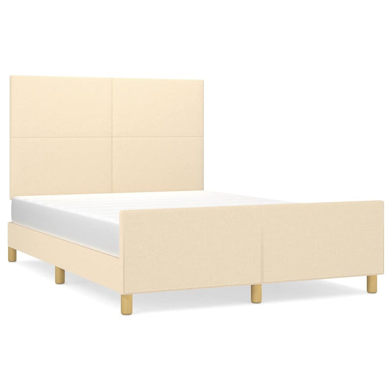 Cadru de pat fără saltea, crem, 140x190 cm, textil