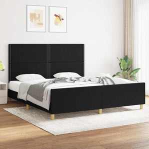 Cadru de pat fără saltea, negru, 180x200 cm, textil