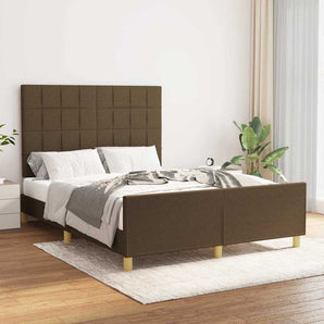 Cadru de pat fără saltea, maro închis, 140x200 cm, textil