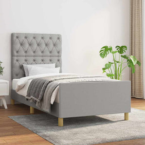 Cadru de pat fără saltea, gri deschis, 80x200 cm, textil