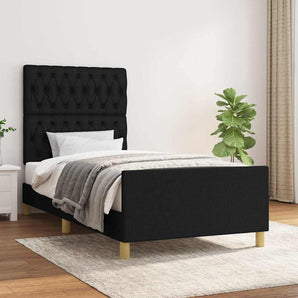 Cadru de pat fără saltea, negru, 100x200 cm, textil