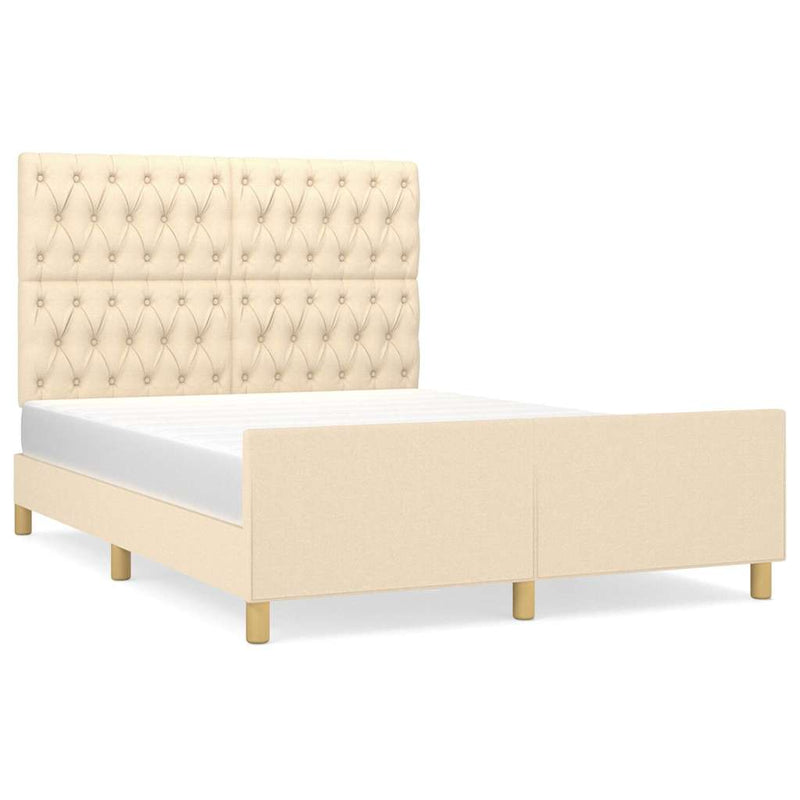Cadru de pat fără saltea, crem, 140x190 cm, textil