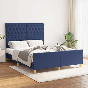 Cadru de pat fără saltea, albastru, 140x190 cm, textil
