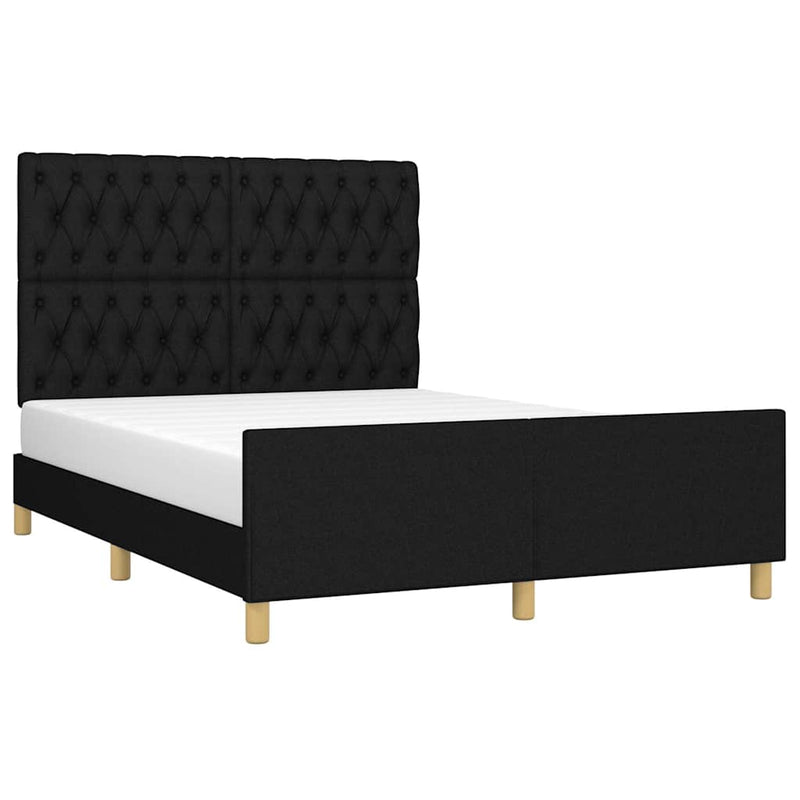 Cadru de pat fără saltea, negru, 140x200 cm, textil