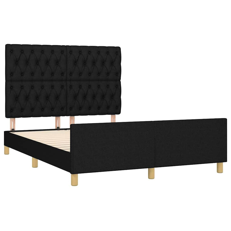 Cadru de pat fără saltea, negru, 140x200 cm, textil