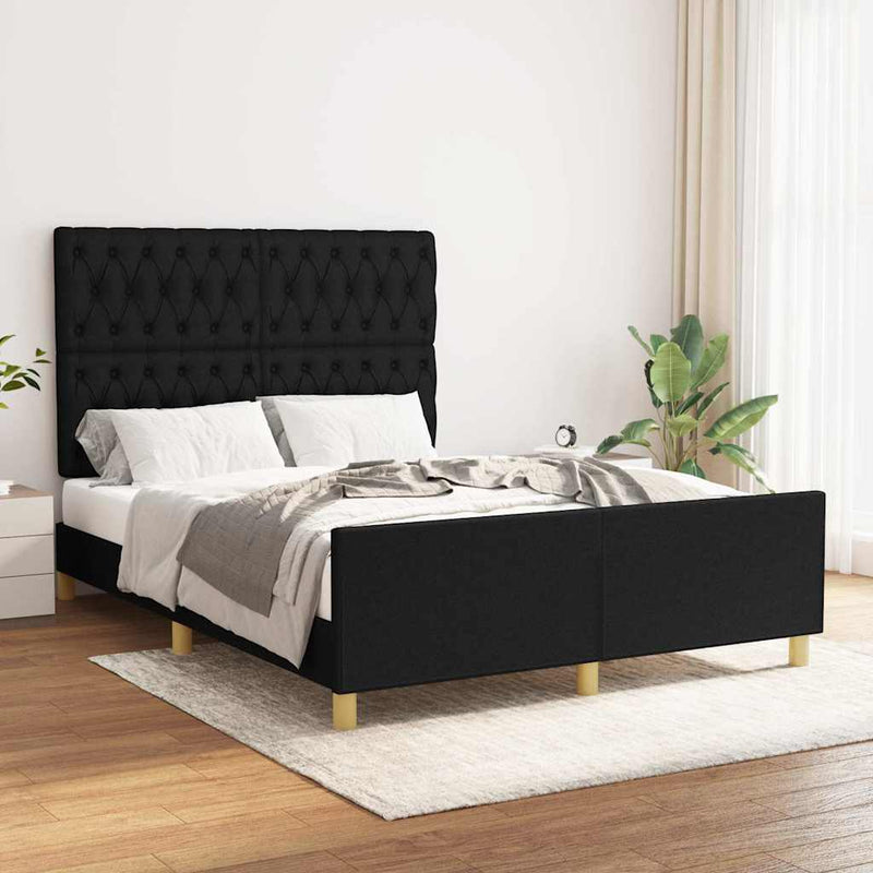 Cadru de pat fără saltea, negru, 140x200 cm, textil
