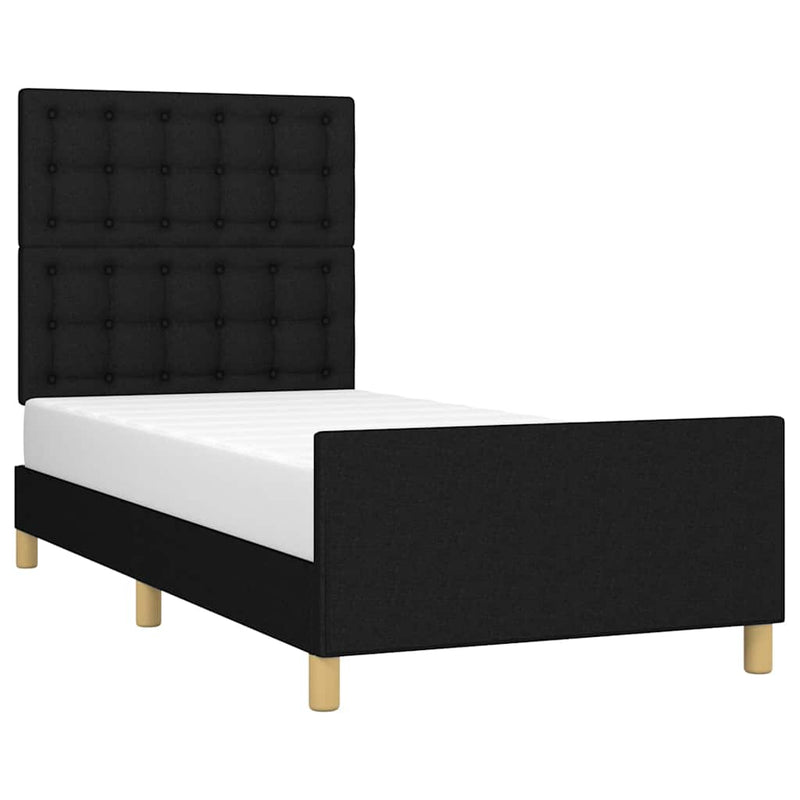 Cadru de pat cu tăblie, negru, 80x200 cm, textil