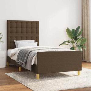 Cadru de pat fără saltea, maro închis, 100x200 cm, textil