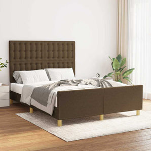 Cadru de pat fără saltea, maro închis, 140x200 cm, textil