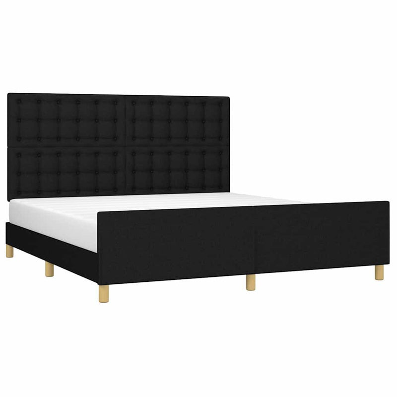 Cadru de pat cu tăblie, negru, 180x200 cm, textil