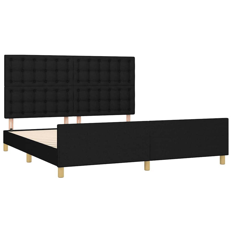 Cadru de pat cu tăblie, negru, 180x200 cm, textil