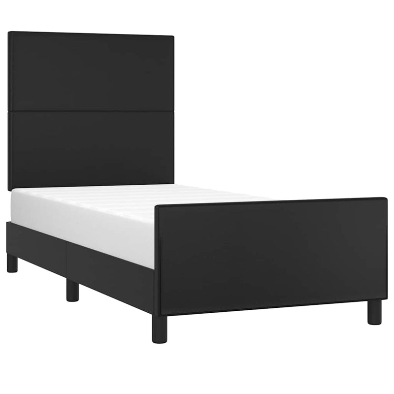 Cadru de pat cu tăblie, negru, 80x200 cm, piele ecologică