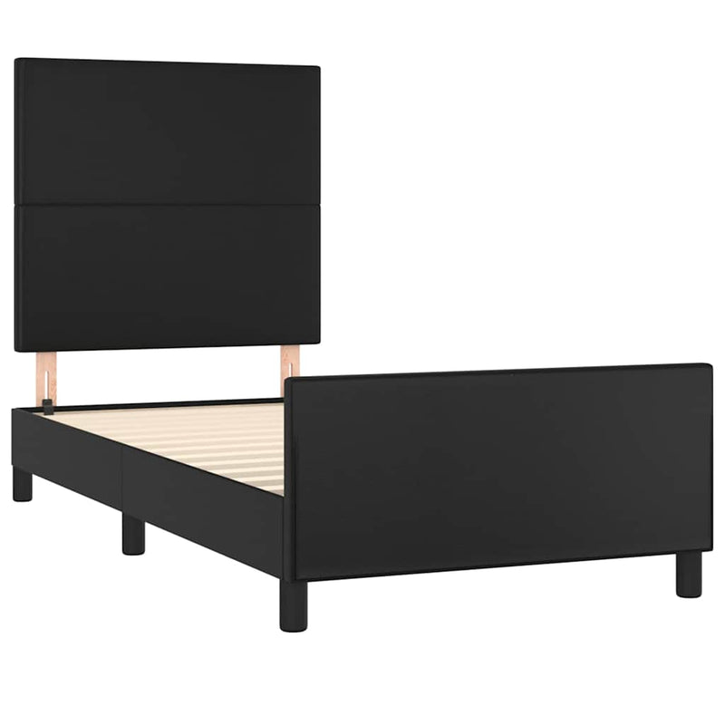 Cadru de pat cu tăblie, negru, 80x200 cm, piele ecologică