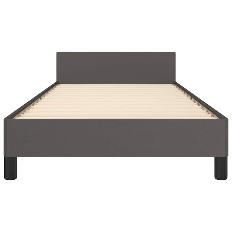 Cadru de pat cu tăblie, gri, 90x200 cm, piele ecologică