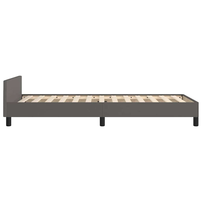 Cadru de pat cu tăblie, gri, 90x200 cm, piele ecologică