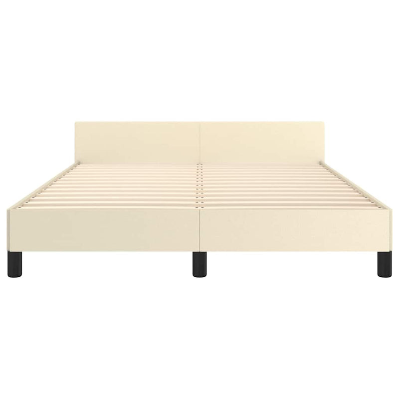 Cadru de pat cu tăblie, crem, 140x190 cm, piele ecologică