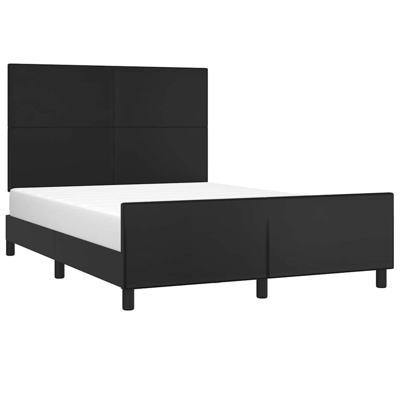 Cadru de pat cu tăblie, negru, 140x200 cm, piele ecologică