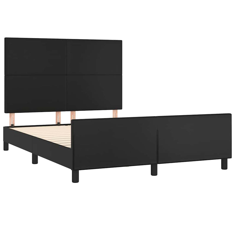 Cadru de pat cu tăblie, negru, 140x200 cm, piele ecologică