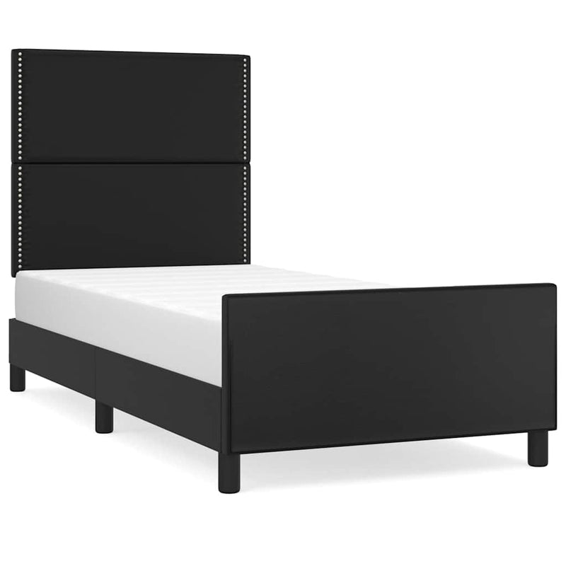 Cadru de pat cu tăblie, negru, 100x200 cm, piele ecologică