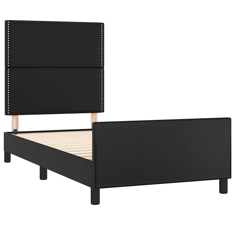 Cadru de pat cu tăblie, negru, 100x200 cm, piele ecologică