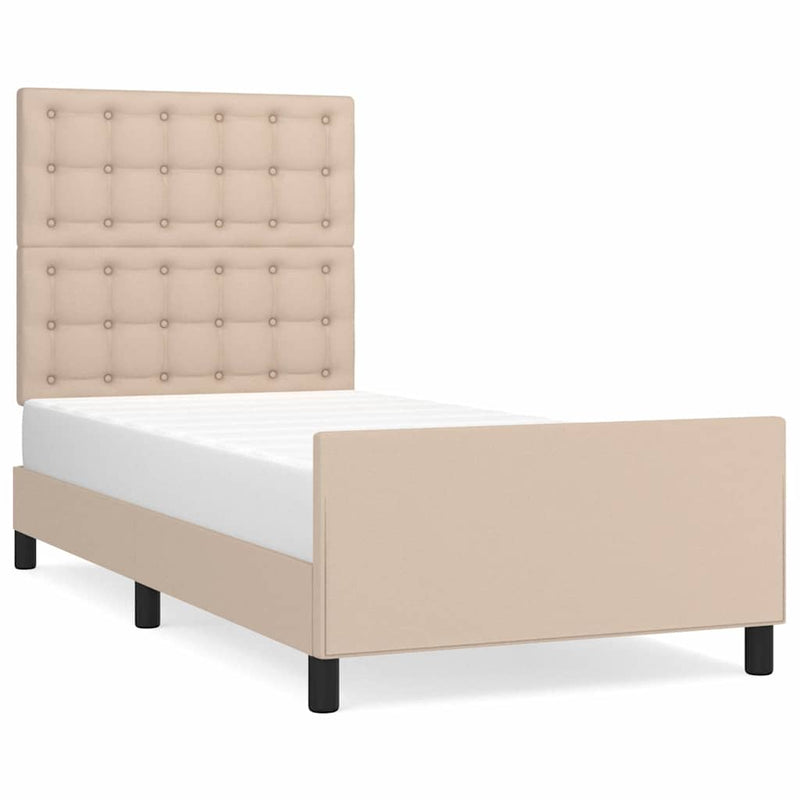Cadru de pat cu tăblie, cappuccino, 90x190 cm, piele ecologică