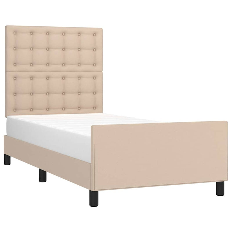 Cadru de pat cu tăblie, cappuccino, 90x190 cm, piele ecologică