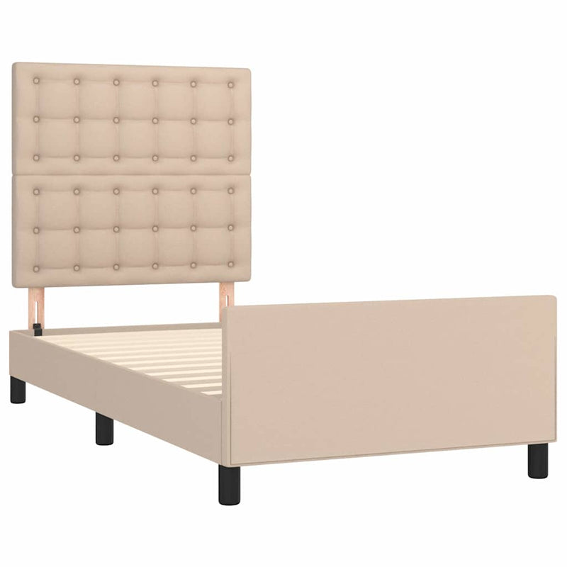 Cadru de pat cu tăblie, cappuccino, 90x190 cm, piele ecologică