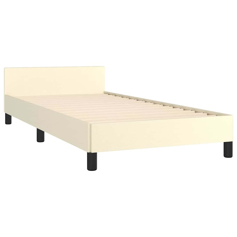 Cadru de pat cu tăblie, crem, 100x200 cm, piele ecologică