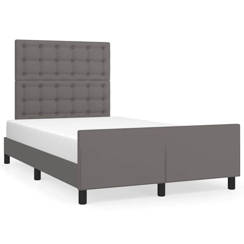Cadru de pat cu tăblie, gri, 120x200 cm, piele ecologică