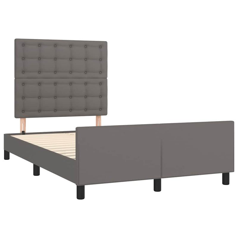 Cadru de pat cu tăblie, gri, 120x200 cm, piele ecologică