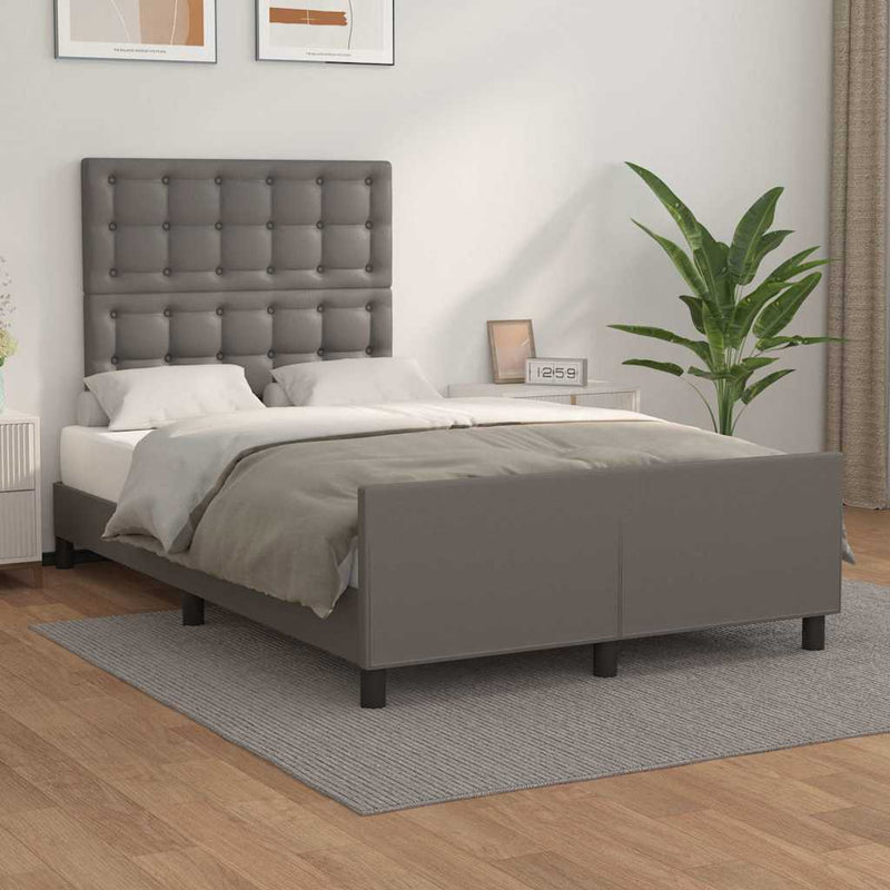 Cadru de pat cu tăblie, gri, 120x200 cm, piele ecologică