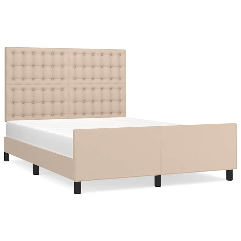 Cadru de pat cu tăblie, cappuccino, 140x190 cm, piele ecologică