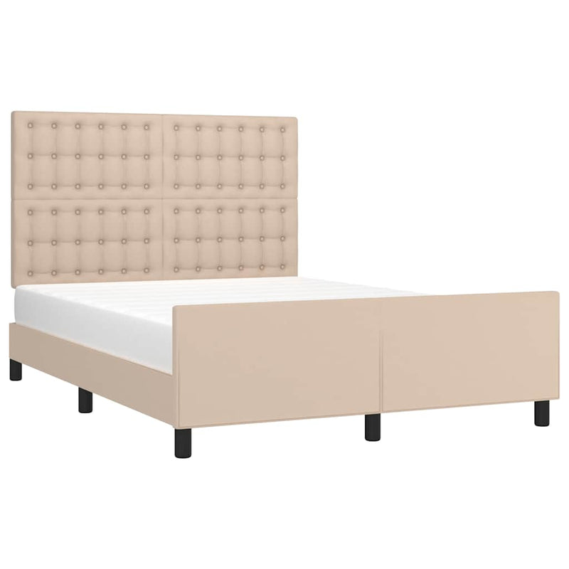 Cadru de pat cu tăblie, cappuccino, 140x190 cm, piele ecologică