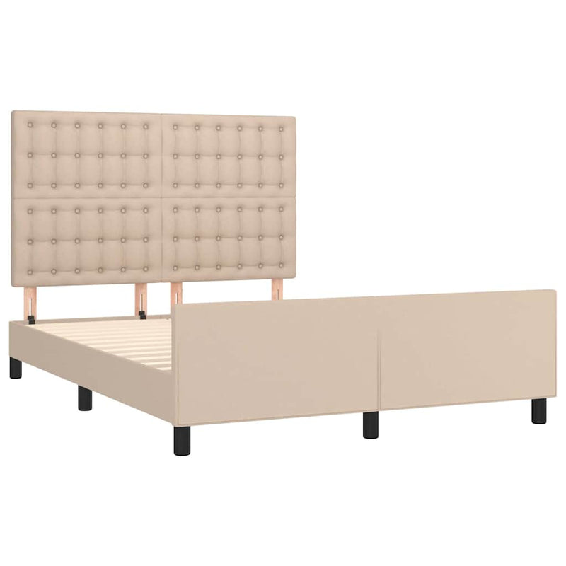 Cadru de pat cu tăblie, cappuccino, 140x190 cm, piele ecologică