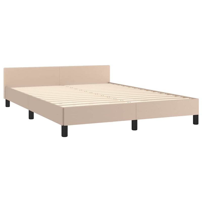 Cadru de pat cu tăblie, cappuccino, 140x190 cm, piele ecologică