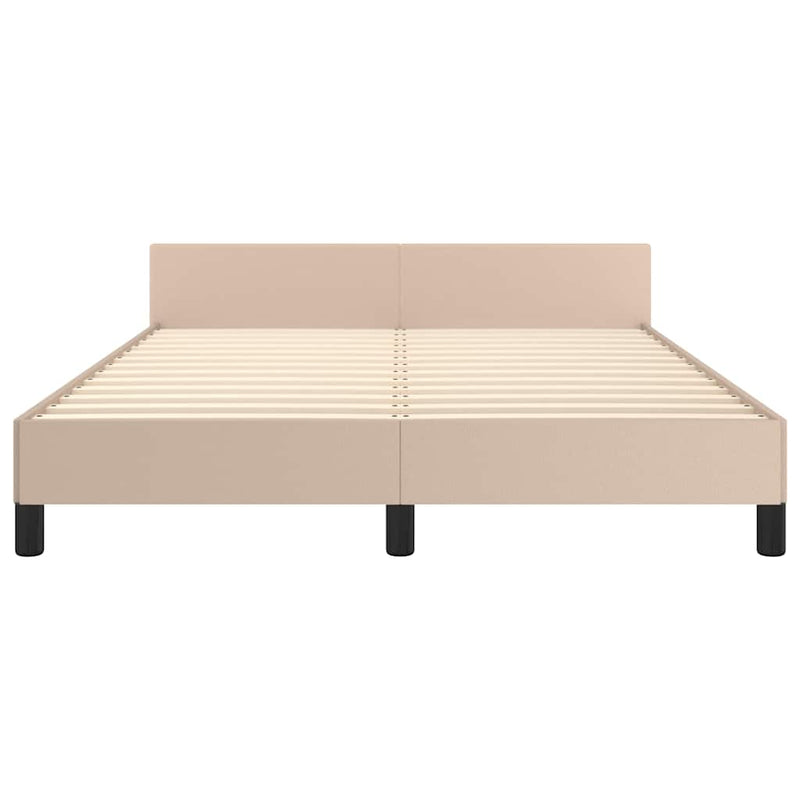Cadru de pat cu tăblie, cappuccino, 140x190 cm, piele ecologică