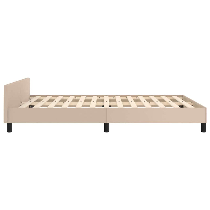 Cadru de pat cu tăblie, cappuccino, 140x190 cm, piele ecologică