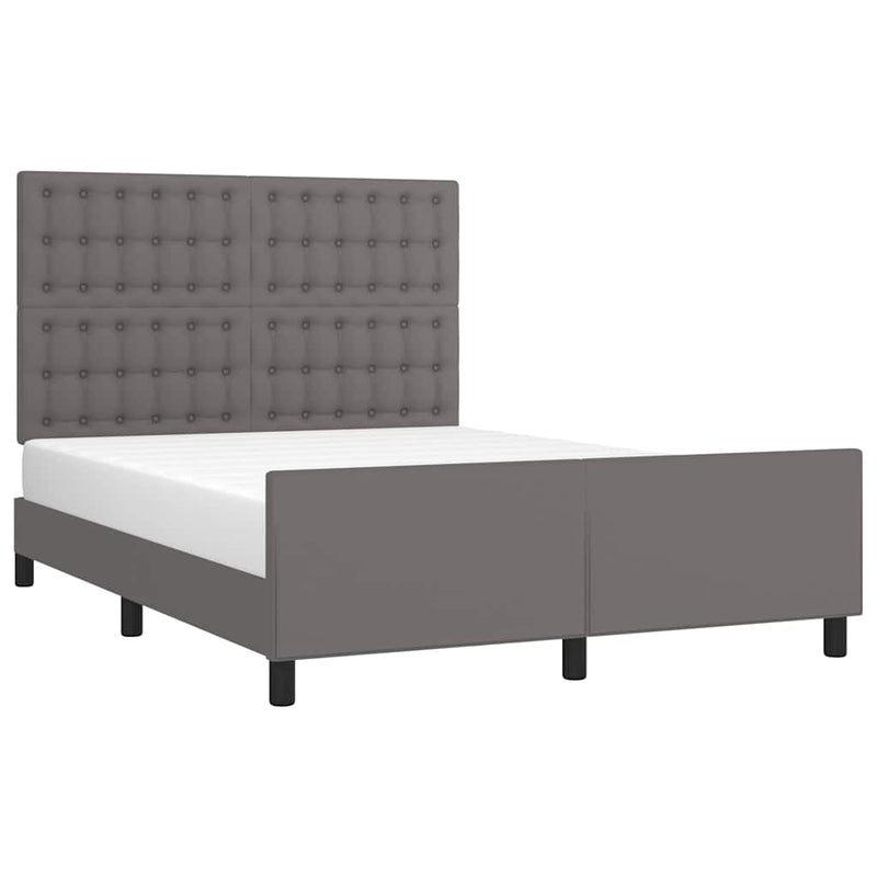 Cadru de pat cu tăblie, gri, 140x200 cm, piele ecologică