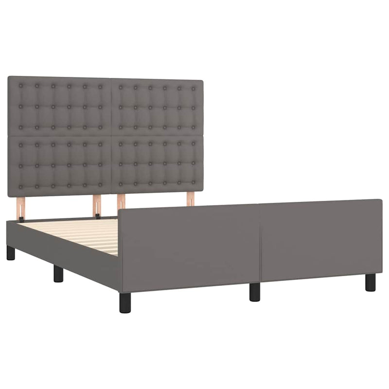 Cadru de pat cu tăblie, gri, 140x200 cm, piele ecologică