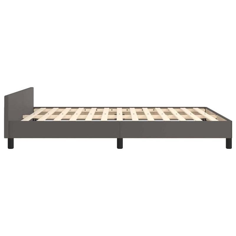 Cadru de pat cu tăblie, gri, 140x200 cm, piele ecologică