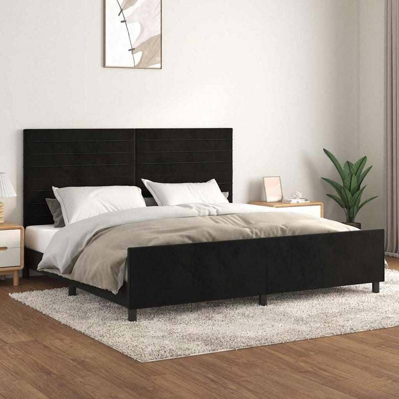 Cadru de pat fără saltea, negru, 200x200 cm, catifea