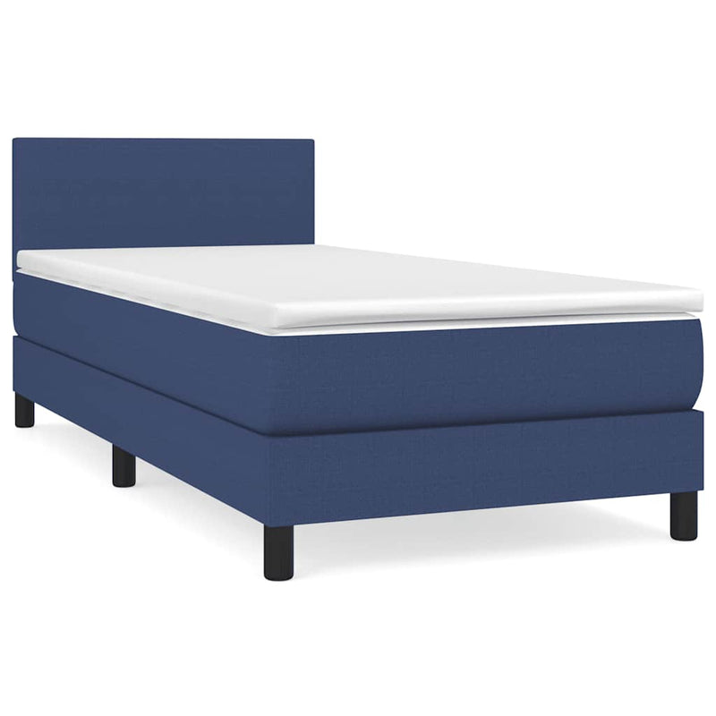 Pat box spring cu saltea, albastru, 80x200 cm, textil