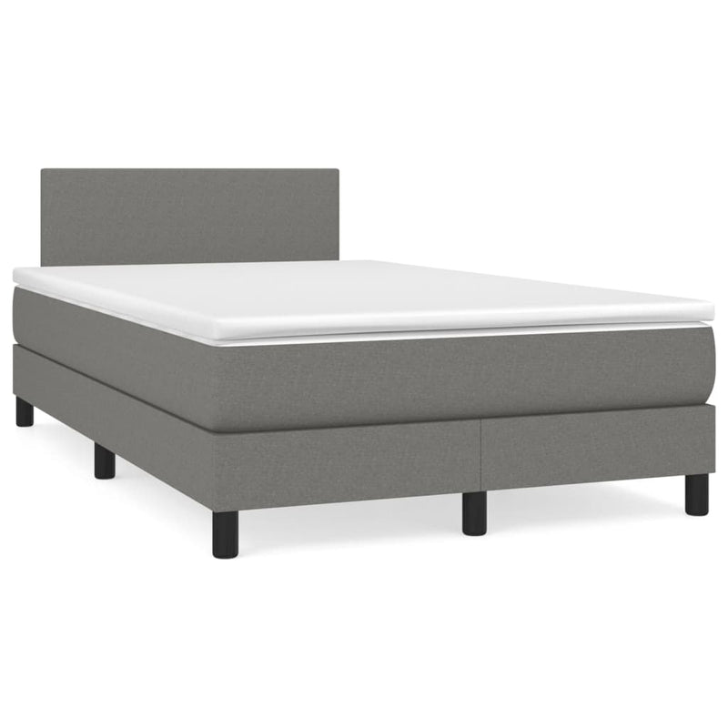 Pat box spring cu saltea, gri închis, 120x200 cm, textil