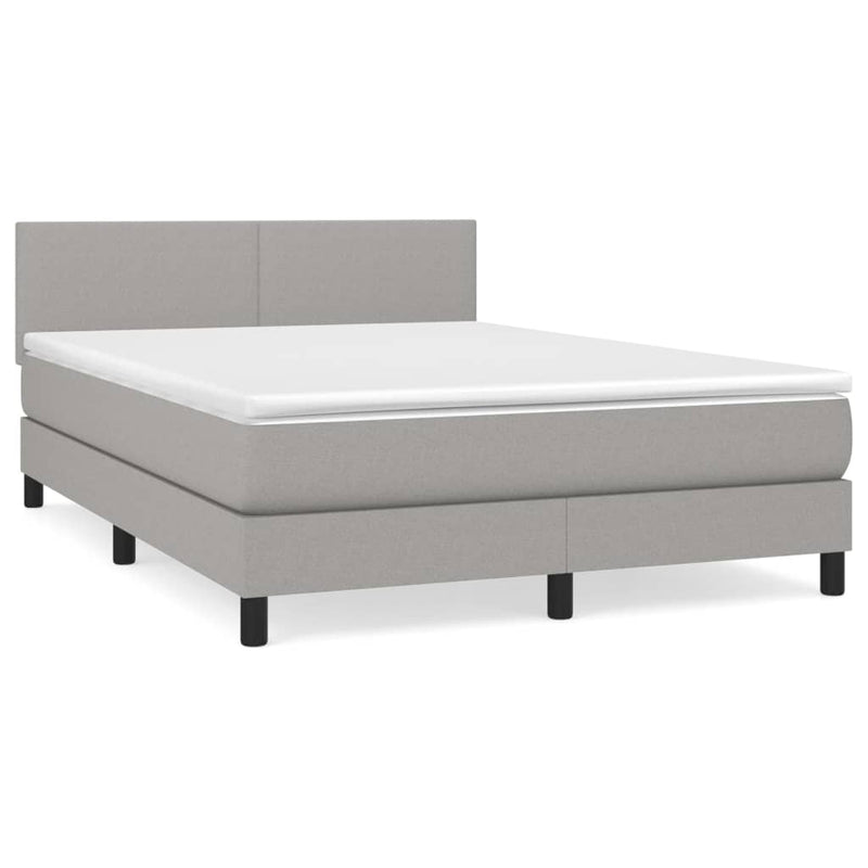 Pat box spring cu saltea, gri deschis, 140x190 cm, textil