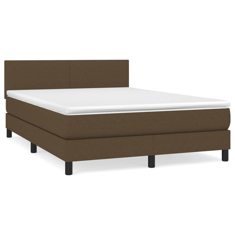 Pat box spring cu saltea, maro închis, 140x200 cm, textil