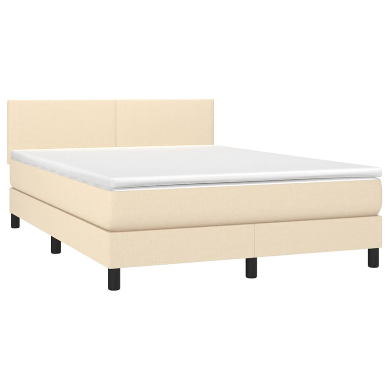 Pat continental cu saltea, crem, 140x200 cm, material textil