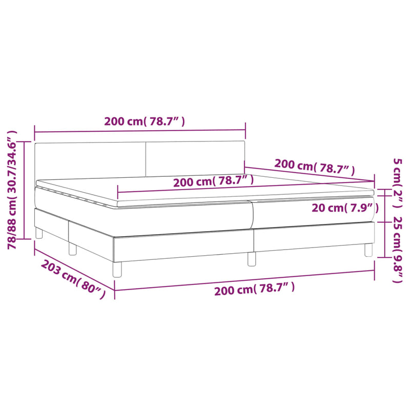 Pat box spring cu saltea, crem, 200x200 cm, textil