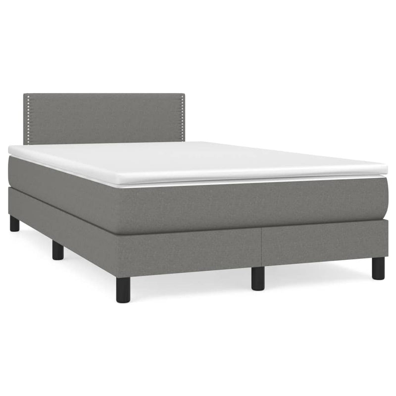 Pat box spring cu saltea, gri închis, 120x200 cm, textil