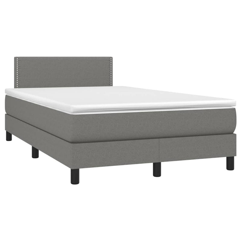 Pat box spring cu saltea, gri închis, 120x200 cm, textil