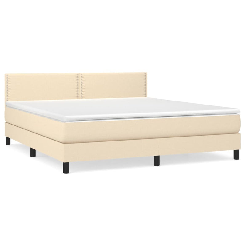 Pat continental cu saltea, crem, 180x200 cm, textil